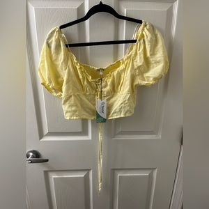 NWT LoveTree Yellow Cropped Peplum Top
